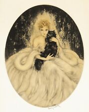 Woman and Black Cat : Louis Icart : Archival Quality Art Print picture