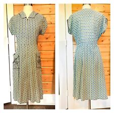 Vintage 1950s novelty print cotton day dress house dress zip front B 42 picture