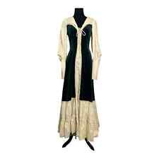 Gunne Sax 1970 Green Velvet Cream Crochet Long Sleeve Long Dress size 9 - Small picture