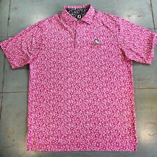Footjoy Men's Polo Shirt Pink Floral Short Sleeve Golf Shirt Sz Large Callwassie picture