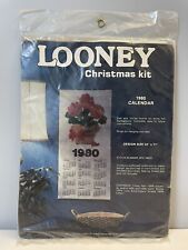 Vintage Edna Looney Christmas Kit 1980 Calendar Geranium Flowers In Burlap Pot picture