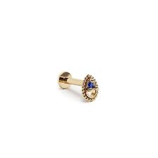 14K REAL Solid Gold Sapphire Teardrop Beaded Stud Helix Tragus Cartilage Earring picture