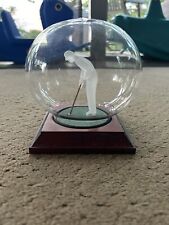 Beautiful Frosted Glass Golfer Figure On Wood Base In Glass Sphere MCM MayFlower picture