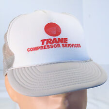 Vintage Trane Compressor Services White Gray Mesh Trucker Snapback Hat Cap HVAC picture