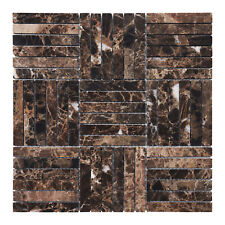 Brown Emperador Dark Marble Stone Parquet Mosaic Tile Kitchen Wall Backsplash picture