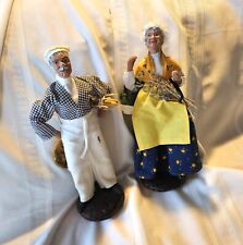 2 VINTAGE Santon de Provence Heavy Terracotta Figure Mr. and Mrs. Baker 10 inch picture
