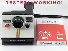 Vintage Polaroid SX-70 OneStep White Rainbow Stripe Instant Camera & Film TESTED picture