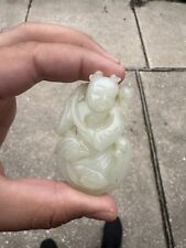 Wonderful Antique Carved Jade Boy And Bird picture