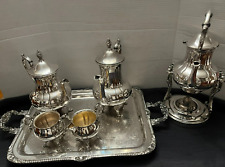 Vintage Sheridan Silverplate Tea Set w/Tilt Tea Pot, Stand, Burner, Tray picture