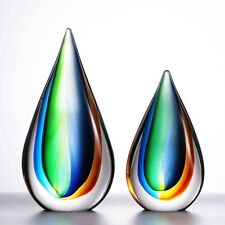 10 inches tall Hand Blown Teardrop Sommerso Art Glass Sculpture  picture