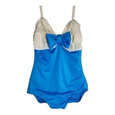 Vintage Sirena Swimsuit Womens Medium Blue One Piece Made in USA Blue Pinup Girl picture