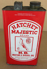 RARE Vintage Hatchet Majestic Motor Oil Can 1 Empiral Gallon Gas Station  B picture