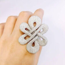 Delicate Red Carpet Fully Infinity Design with White Round Cut CZ Silver Ring picture