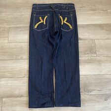 Karl Kani Gold Jeans 36x31.5 Baggy Denim Embroidered Straight Leg Y2K Grunge VTG picture