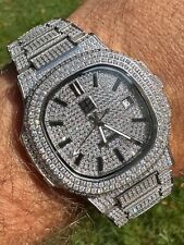 Real Mens Watch Fully Iced Blinged Stainless Steel Bust Down Out 41mm Hip Hop picture