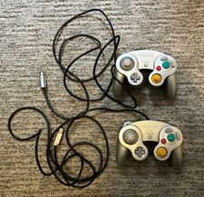 Lot Of 2 OEM Nintendo GameCube Controllers Platinum Silver DOL-003 Tested picture
