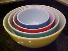 PYREX ~ VTG ~ 1940s ~ 4 Primary Colors Mixing Bowls ~ 401 402 403 404 Set ~ MCM picture