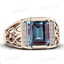 Vintage Wedding Alexandrite Ring Solid 925 Sterling Silver Bohemian Men's Ring picture