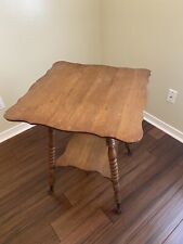 Antique Tiger Oak 2 Tier Parlor Table Claw & Ball, Turned Legs 19th Century picture