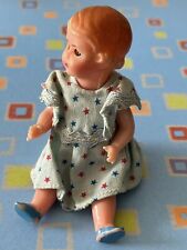 Antique MICHAEL QUERZOLA MQ CELLULOID TINY MINIATURE GIRL DOLL 4” Italy DL3 picture