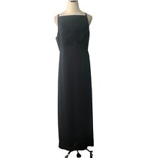Susan Roselli Vijack Vintage 60s Dress Size 14 Black Ribbed Chiffon Maxi Sheath picture