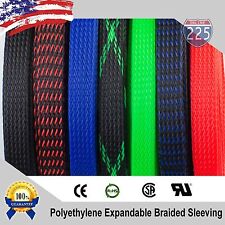 ALL SIZES & COLORS 5 FT - 100 FT. Expandable Cable Sleeving Braided Tubing LOT picture