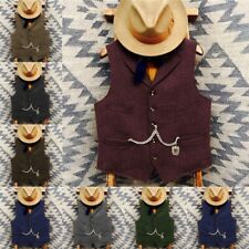 Mens Vintage Tweed Vest Western Cowboy Wool Herringbone Vests M Large XL XXL 3XL picture