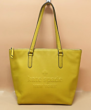 KATE SPADE XL Bright Yellow SOFT Pebbled Leather Silver Accents *EUC* GORGEOUS picture