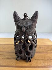 Vintage Cast Iron Owl Japanese Hanging Garden Candle Holder Lantern 11
