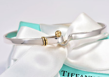 Tiffany & Co Silver 18K Yellow Gold Hook & Eye Bangle 7.5