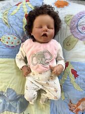 Baby Girl Reborn Doll 18” Lifelike African American Biracial Sleeping Curly Hair picture