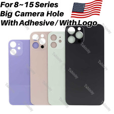 For iPhone 15 14 13 12 11 Pro XR XS X 8 Back Glass Rear Replacement Big Hole Lot picture