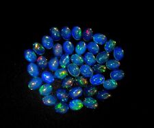 Natural Blue Fire Ethiopian Opal Oval Cabochon Gemstone Lot 13 Pcs 6*8 MM 10 CT picture
