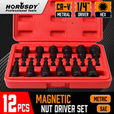 12pc Magnetic Nut Driver Setter Bit Nut Driver MM & SAE 1/4