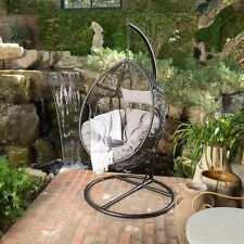 Kyle Outdoor Wicker Hanging Basket Chair with Water Resistant Cushions and Base picture