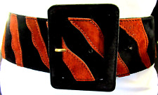 YSL YVES SAINT LAURENT RIVE GAUCH Suede Leather Tiger Striped Vintage Belt picture