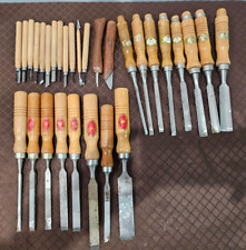Wood Working Chisels Various Brands Sizes and shapes Lot of 30 Pieces picture