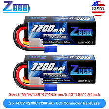 2x Zeee 4S Lipo Battery 7200mAh 14.8V 80C EC5 for RC Car Truck Tank Buggy Truggy picture