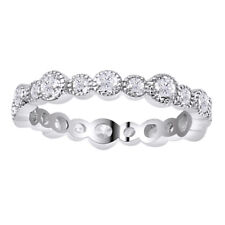 Round Cut Simulated Diamond Vintage Eternity Band Ring Solid 925 Sterling picture
