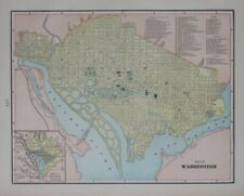 Original 1900 Antique Map WASHINGTON DC Georgetown C&O Canal Uniontown B&O RR picture