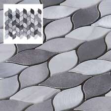 Modern Gray Metallic Blended Natural Stone Leaves Pattern Mosaic Backsplash Tile picture