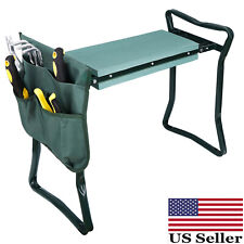 Green Folding Garden Kneeler Bench Kneeling Soft Eva Pad Seat With Stool Pouch picture