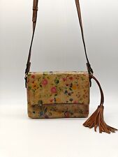 Patricia Nash vintage italian floral leather flap small crossbody bag -Tan picture