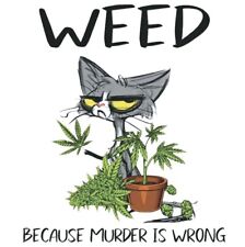Sublination Weed Cat Iron On Plastic Heat Transfer T Shirts DIY Crafts Kitty Cat picture
