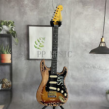 SRV 6 String ST Electric Guitar Alder Body Maple Neck SSS Pickup Gold Part picture