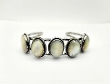 Old Pawn Native American Sterling Silver Cats Eye Gemstone Inlay Cuff Bracelet  picture