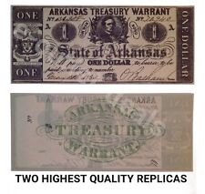 $1, 1862, Arkansas Obsolete Currency Treasury Warrant Note Bill,TWO COPIES,RARE picture