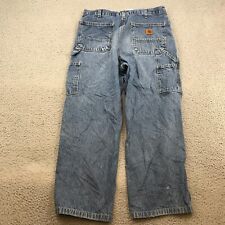 Carhartt Carpenter Jeans Adult 34x26 Blue Denim Dungaree Fit Workwear 45395 picture