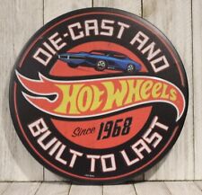 Hot Wheels Round Tin Metal Sign Toy Cars Boys Room Wall Art Man Cave Decor XZ picture