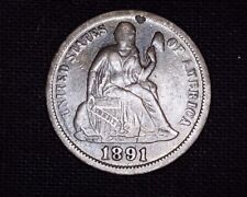 Daeker 1891 Seated Liberty Silver Dime V-4  Resumed Nice Detail # SD133 picture